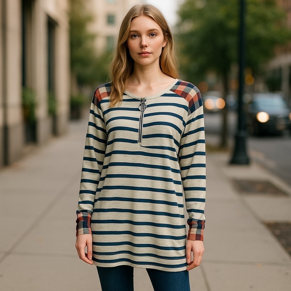 UMGEE Grey Blue Long Sleeve Sweater Dress